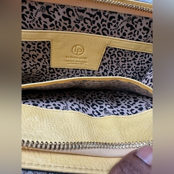 Linea Pelle Yellow Zip Around Clutch Bag Genuine Leather Studded Detail - Picture 8 of 11